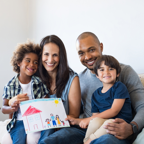 Family of 4 with a Drawing