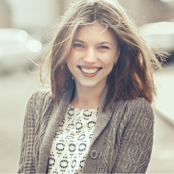 Closeup Young Woman Outdoors